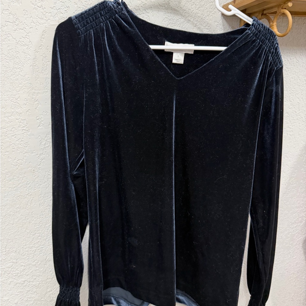Christopher & Banks Black Velvet Blouse